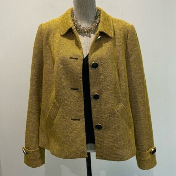 Laura Buttoned Jacket Yellow Blazer Size 16 - Picture 5 of 15